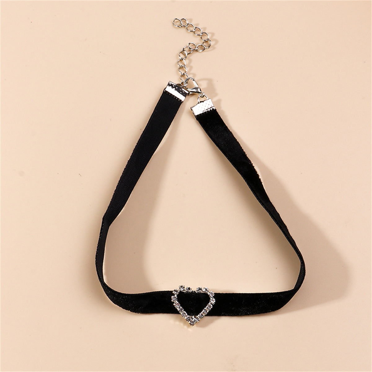 Black & Cubic Zirconia Heart Choker Necklace