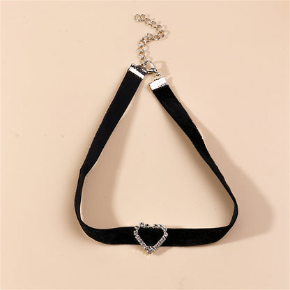 Black and Cubic Zirconia Heart Choker Necklace, chunky choker necklace, botanical inspired, lifestyle look