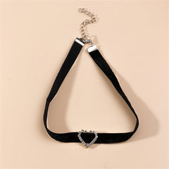 Black & Cubic Zirconia Heart Choker Necklace