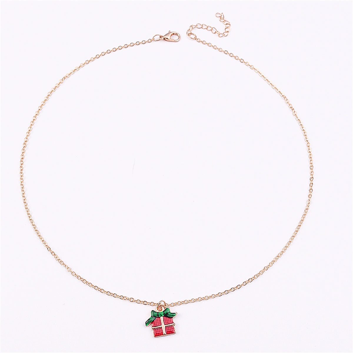 Red Enamel & 18K Gold-Plated Gift Box Pendant Necklace