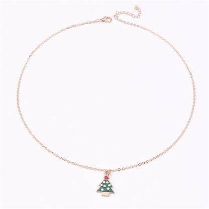 Green Enamel and 18K Gold-Plated Christmas Tree Pendant Necklace, gold pendant necklace for women, everyday style, side view