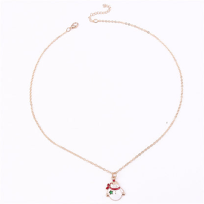 White Enamel and 18K Gold-Plated Snowman Pendant Necklace, gold pendant necklace for women, side view