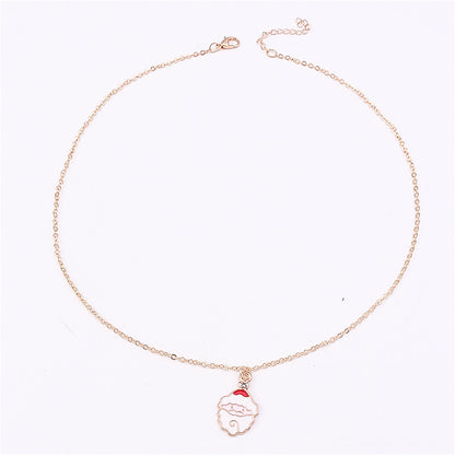 White Enamel and 18K Gold-Plated Cubic Zirconia-Accent Santa Pendant Necklace, gold pendant necklace for women, side view