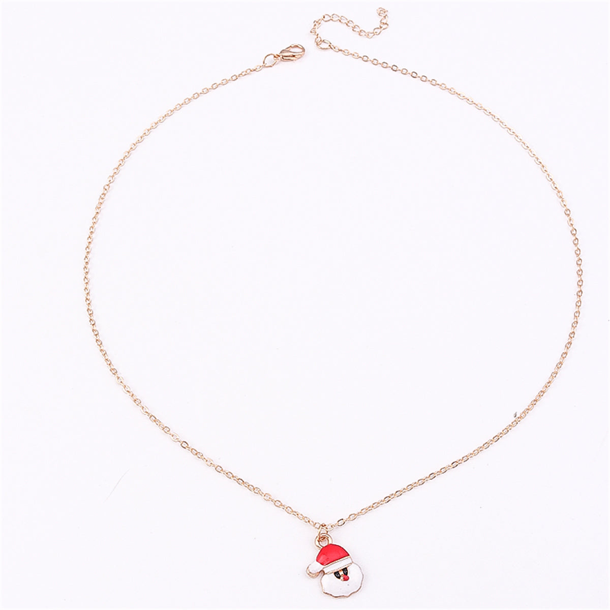 Red Enamel and 18K Gold-Plated Santa Pendant Necklace, gold pendant necklace for women, dainty minimalist design, side view