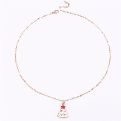White Enamel and 18K Gold-Plated Christmas Tree Pendant Necklace, gold pendant necklace for women, side view