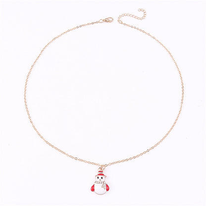 White Enamel and 18K Gold-Plated Cubic Zirconia-Accent Snowman Pendant Necklace, gold pendant necklace for women, side view