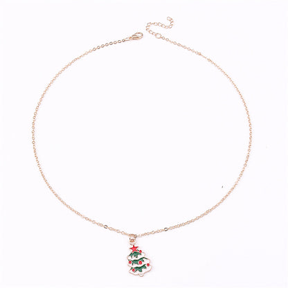 Red and White Christmas Tree Pendant Necklace, pendant necklace for women, elegant gift for her, side view