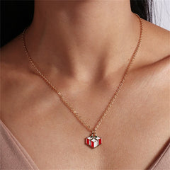 Red Enamel & 18K Gold-Plated Gift Box Pendant Necklace