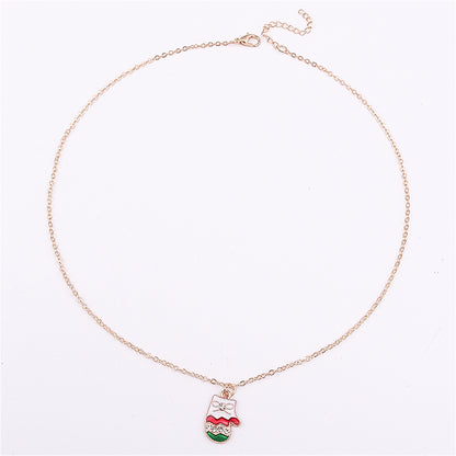 Clear Cubic Zirconia and White Enamel Mitten Pendant Necklace, pendant necklace for women, elegant gift for her, side view