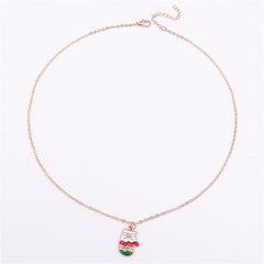 Clear Cubic Zirconia & White Enamel Mitten Pendant Necklace