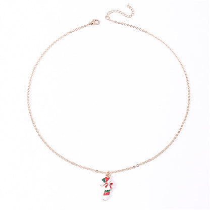 Red Enamel and Cubic Zirconia Candy Cane Pendant Necklace, pendant necklace for women, dainty minimalist design, side view
