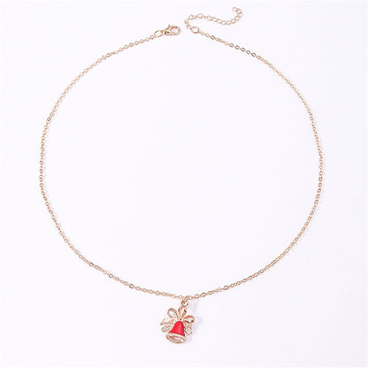 Red Enamel and 18K Gold-Plated Bell Pendant Necklace, gold pendant necklace for women, vintage-inspired design, side view