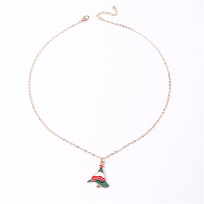 Green and Red Christmas Tree Pendant Necklace, pendant necklace for women, botanical inspired, side view