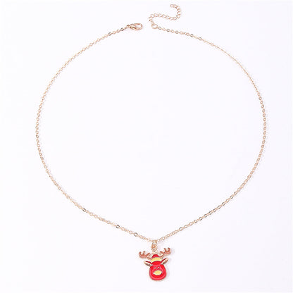 Red Enamel and 18K Gold-Plated Reindeer Pendant Necklace, gold pendant necklace for women, side view