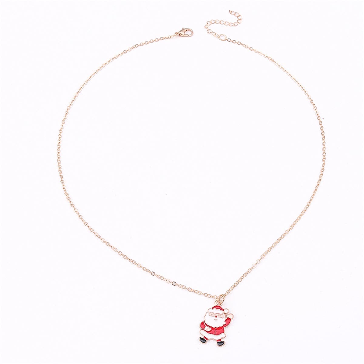 Red Enamel and 18K Gold-Plated Santa Pendant Necklace, gold pendant necklace for women, elegant gift for her, side view