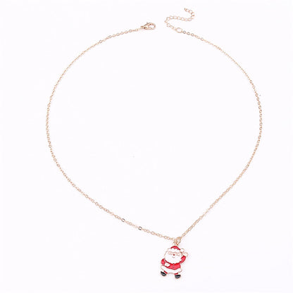 Red Enamel and 18K Gold-Plated Santa Pendant Necklace, gold pendant necklace for women, elegant gift for her, side view