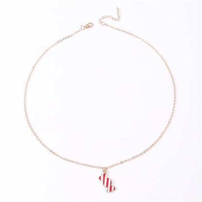 Red Enamel and 18K Gold-Plated Candy Pendant Necklace, gold pendant necklace for women, everyday style, side view