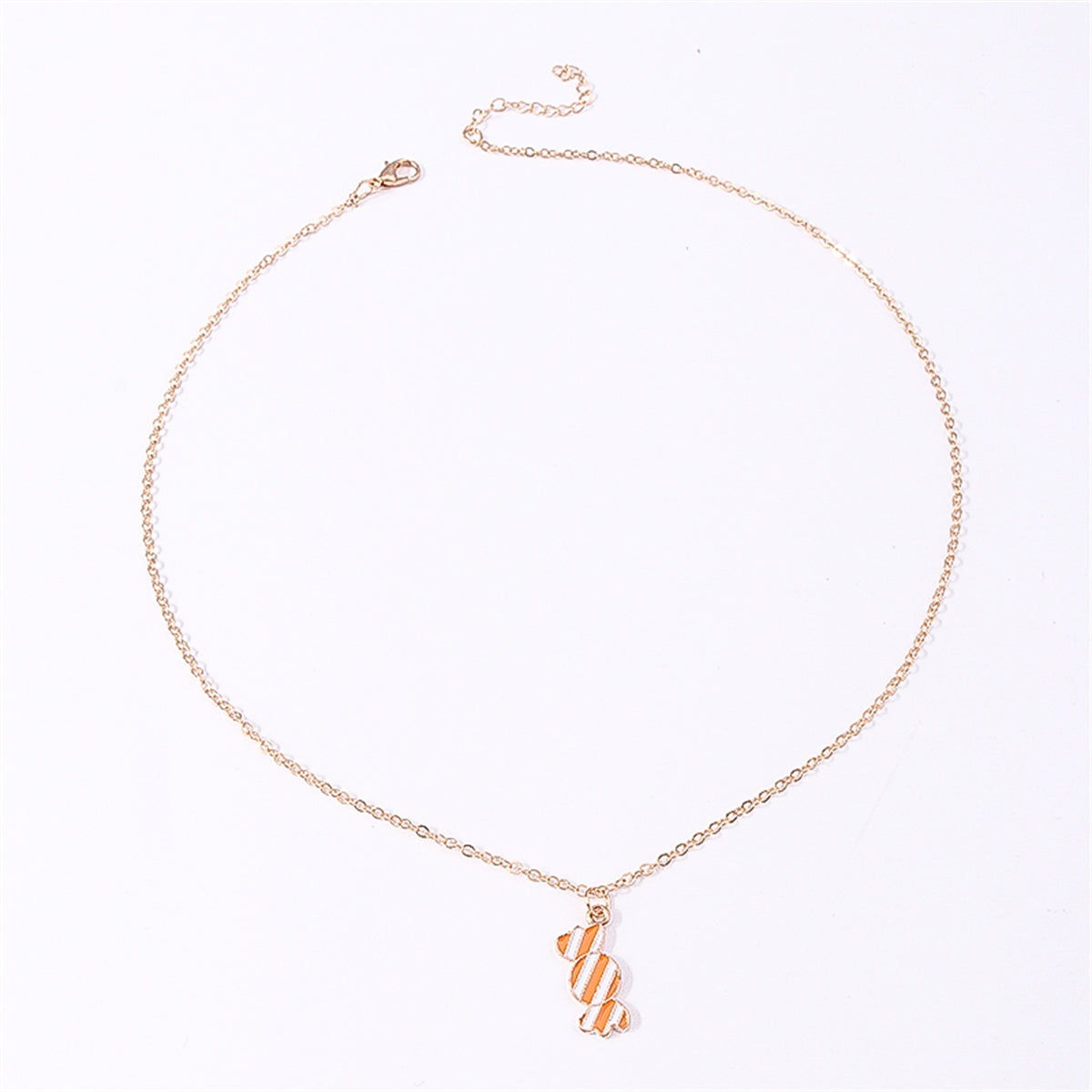 Yellow Enamel and 18K Gold-Plated Candy Pendant Necklace, gold pendant necklace for women, elegant gift for her, side view
