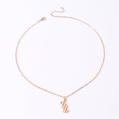 Yellow Enamel and 18K Gold-Plated Candy Pendant Necklace, gold pendant necklace for women, elegant gift for her, side view