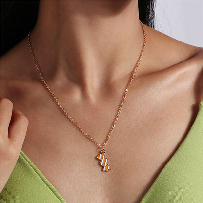 Yellow Enamel and 18K Gold-Plated Candy Pendant Necklace, gold pendant necklace for women, elegant gift for her, front view