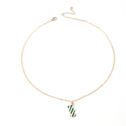 Green Enamel and 18K Gold-Plated Candy Pendant Necklace, gold pendant necklace for women, elegant gift for her, side view