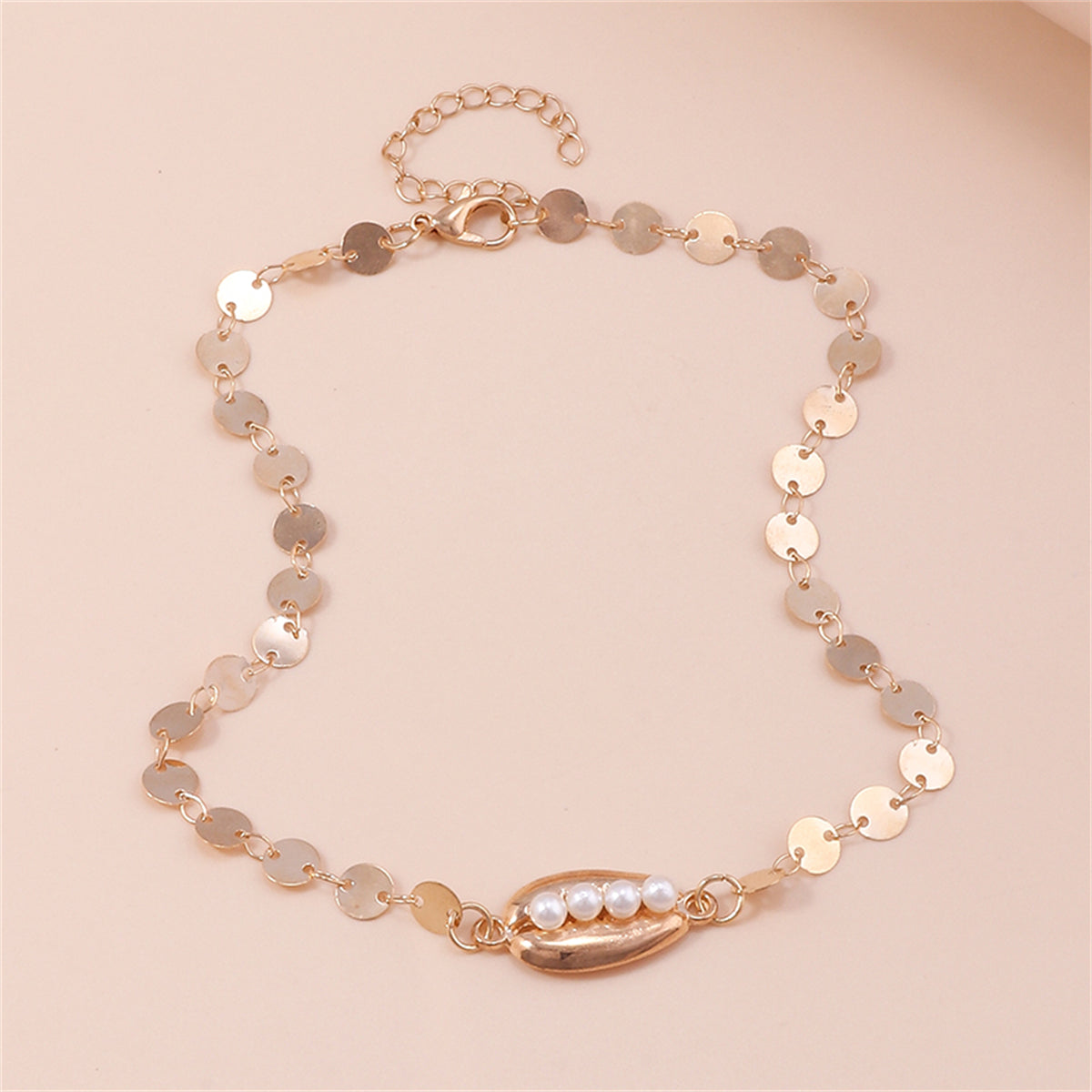 Pearl & 18K Gold-Plated Sequin Shell Arm Chain