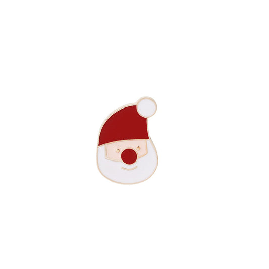 Red Enamel and 18K Gold-Plated Santa Brooch, gold brooch pin, vintage-inspired design, front view