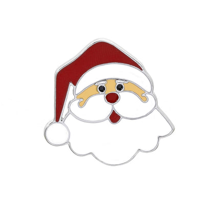 Red and Silver-Plated Santa Brooch, silver brooch pin, vintage-inspired design, front view