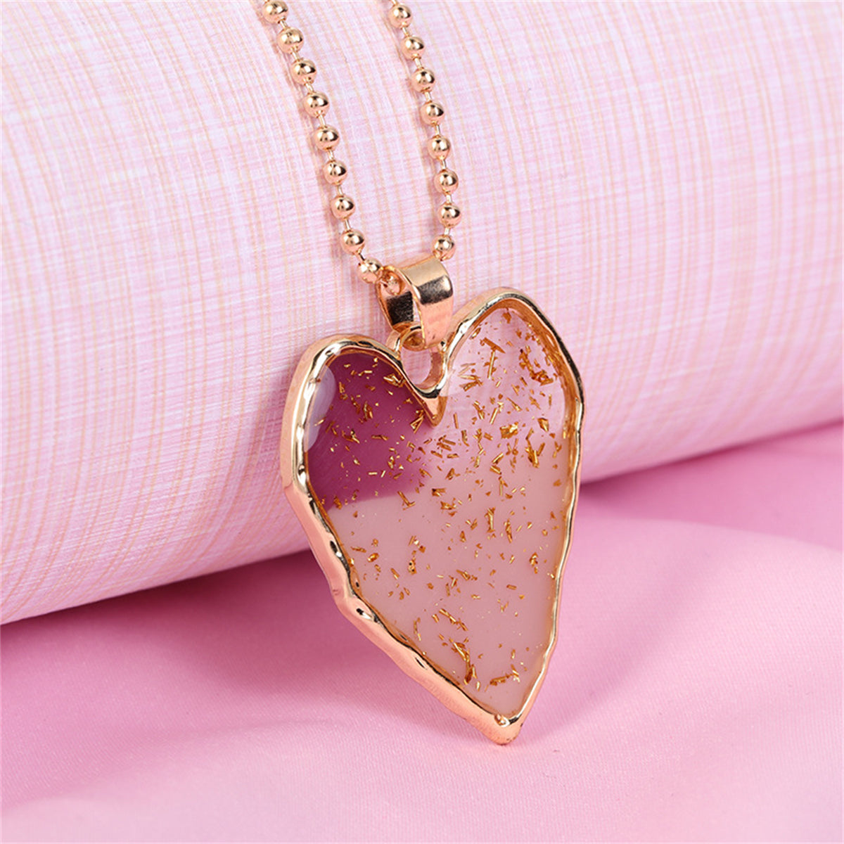 18K Gold-Plated & Light Pink Heart Pendant Necklace