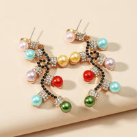 Pearl & Cubic Zirconia Decorative Light Drop Earrings