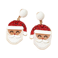 Red Crystal & Howlite Santa Drop Earrings