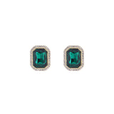 Green Crystal & Cubic Zirconia 18k Gold-Plated Rectangle Hola Stud Earrings
