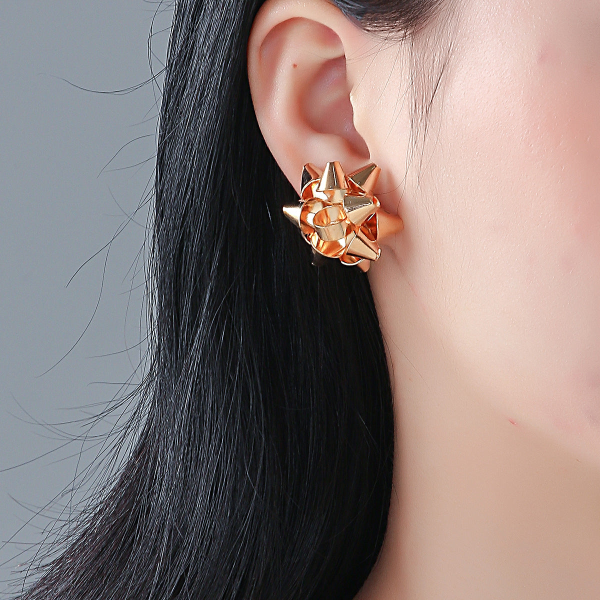 18K Gold-Plated Firework Stud Earrings, gold stud earrings for women, elegant gift for her, lifestyle look