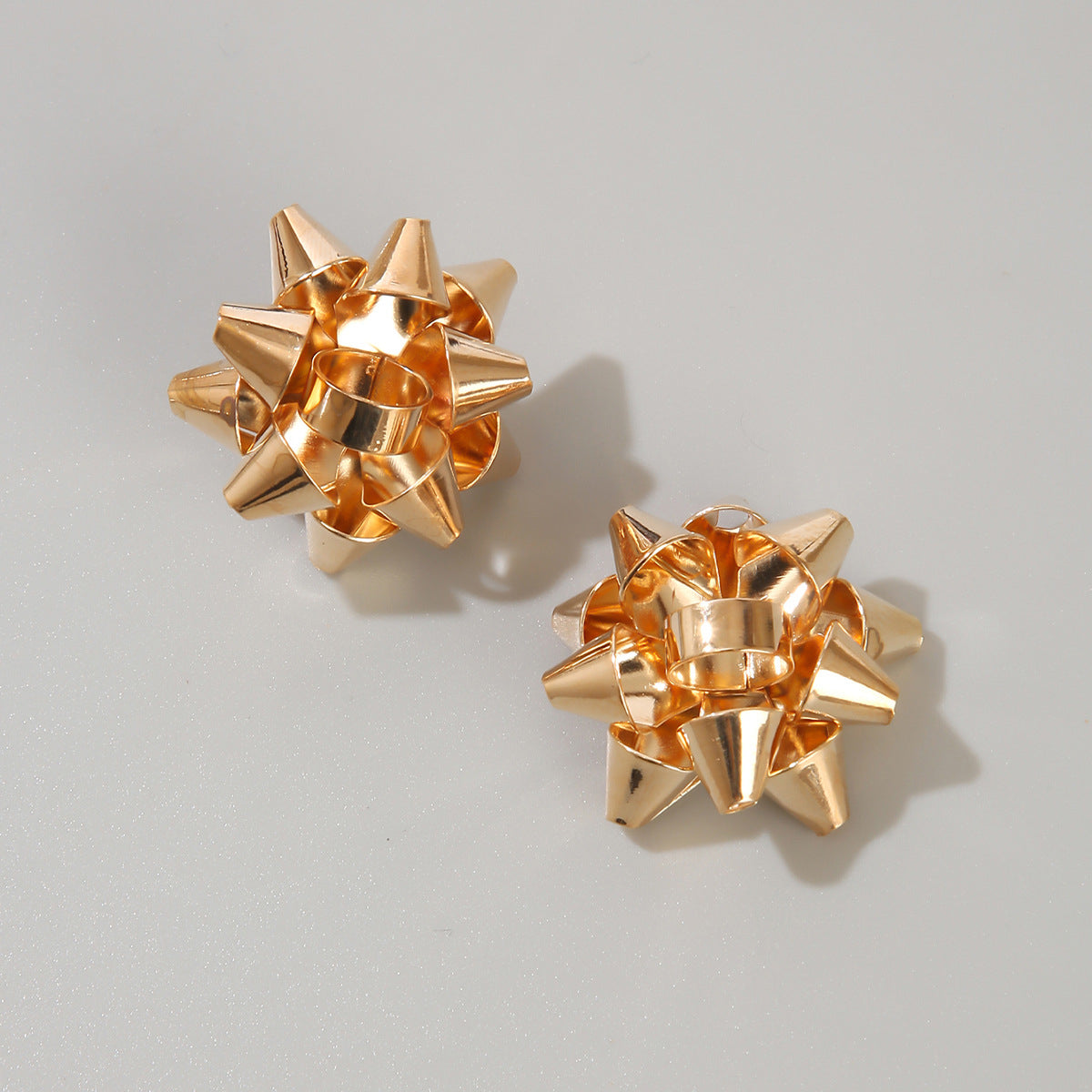 18K Gold-Plated Firework Stud Earrings, gold stud earrings for women, elegant gift for her, front view