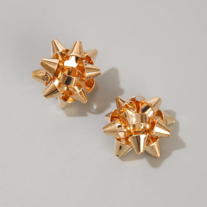 18K Gold-Plated Firework Stud Earrings, gold stud earrings for women, elegant gift for her, front view