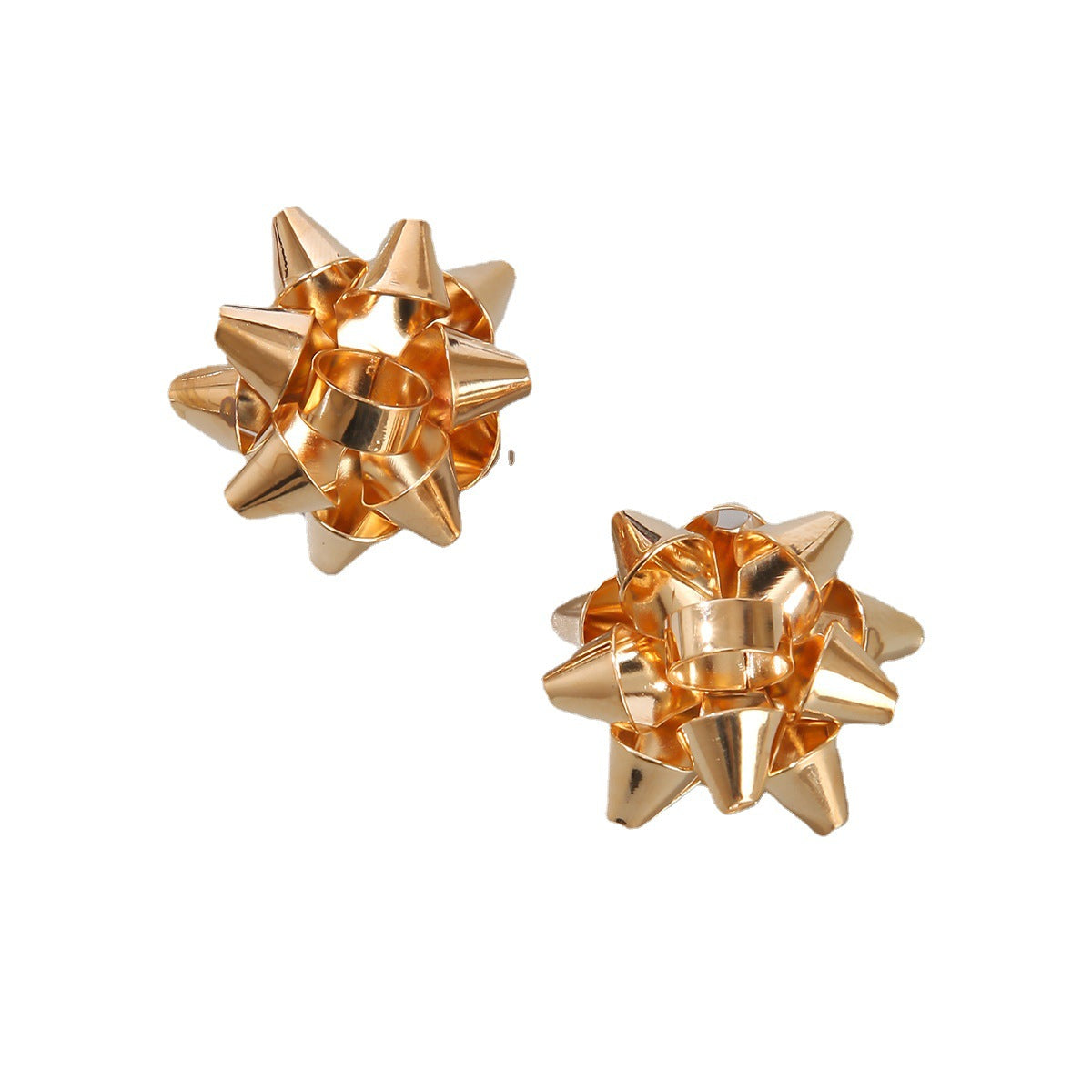 18K Gold-Plated Firework Stud Earrings, gold stud earrings for women, elegant gift for her, side view