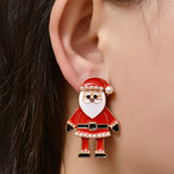 Pearl & Cubic Zirconia Santa Couple Stud Earrings