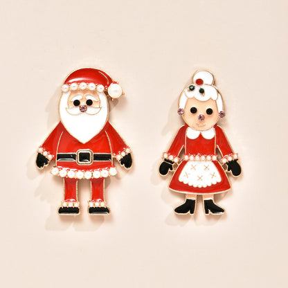 Pearl and Cubic Zirconia Santa Couple Stud Earrings, stud earrings for women, dainty minimalist design, lifestyle look