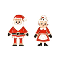 Pearl & Cubic Zirconia Santa Couple Stud Earrings
