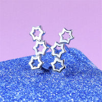 Silvertone Triple Hollow-Star Stud Earrings