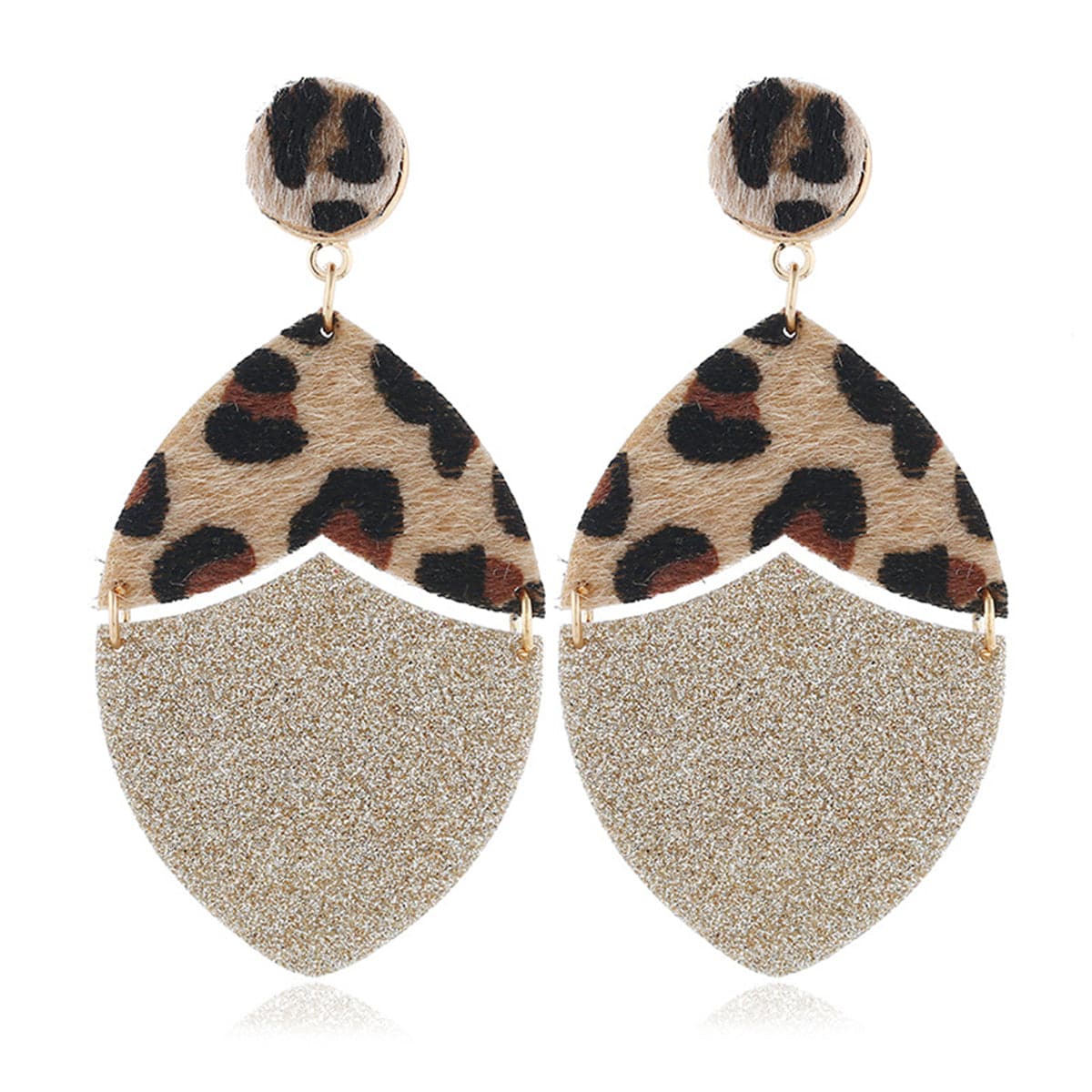 Beige Leopard Gabardine Patchwork Drop Earrings - streetregion