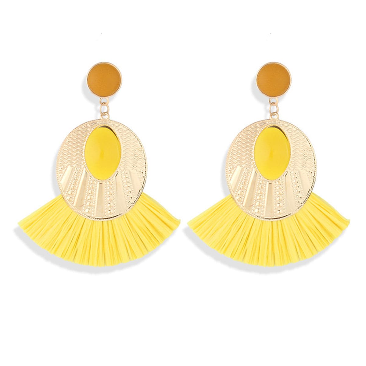 Yellow Rattan & 18K Gold-Plated Drop Earrings