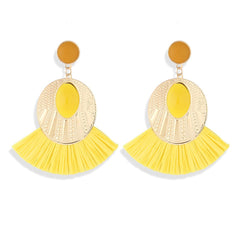 Yellow Rattan & 18K Gold-Plated Drop Earrings