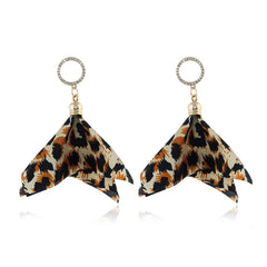 Brown Leopard Handkerchief Drop Earrings - streetregion