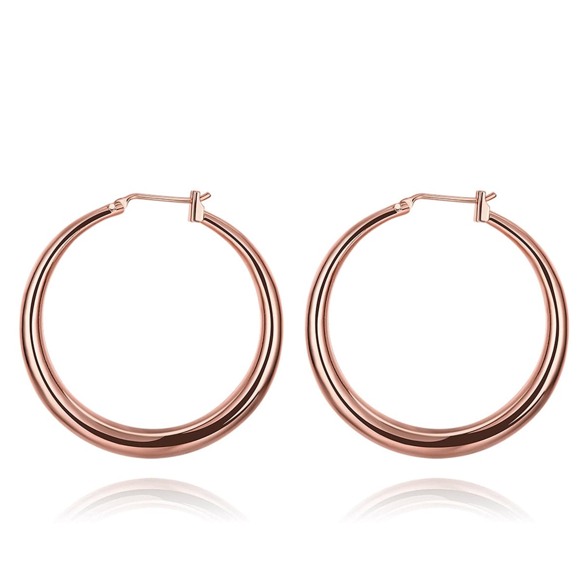 18k Rose Gold-Plated Polished Barrel Hoop Earrings - streetregion