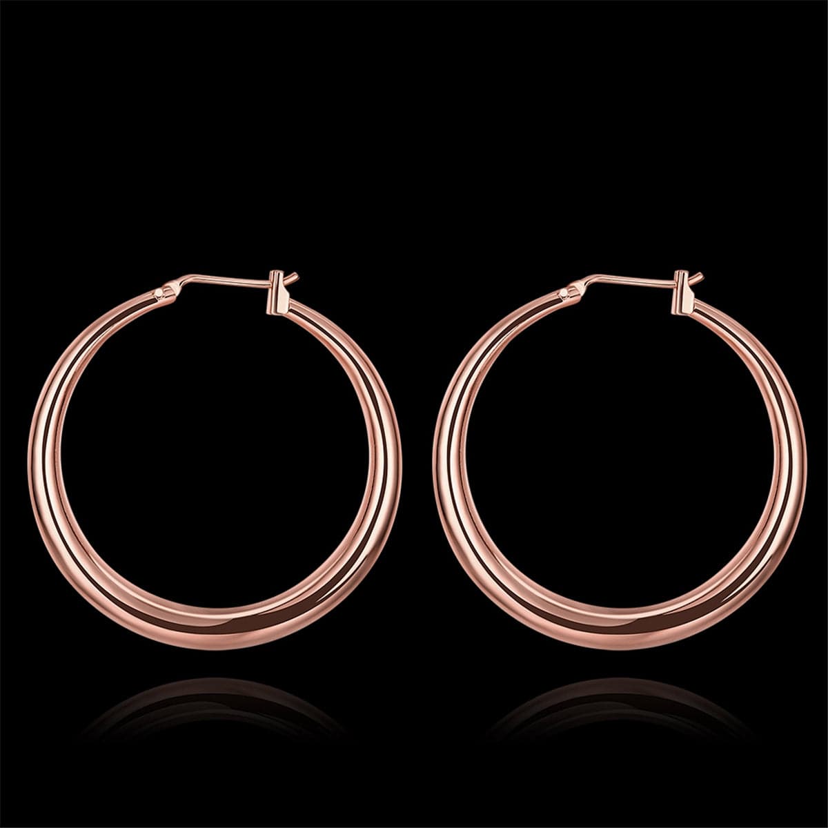 18k Rose Gold-Plated Polished Barrel Hoop Earrings - streetregion
