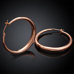 18k Rose Gold-Plated Polished Barrel Hoop Earrings - streetregion