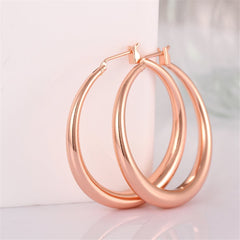18k Rose Gold-Plated Polished Barrel Hoop Earrings - streetregion