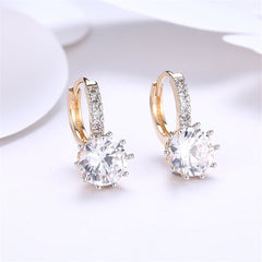 Cubic Zirconia & 18k Gold-Plated Round-Cut Huggie Earrings - streetregion