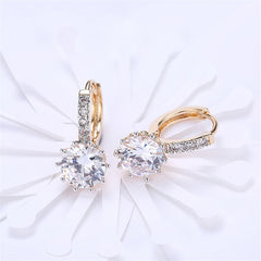 Cubic Zirconia & 18k Gold-Plated Round-Cut Huggie Earrings - streetregion